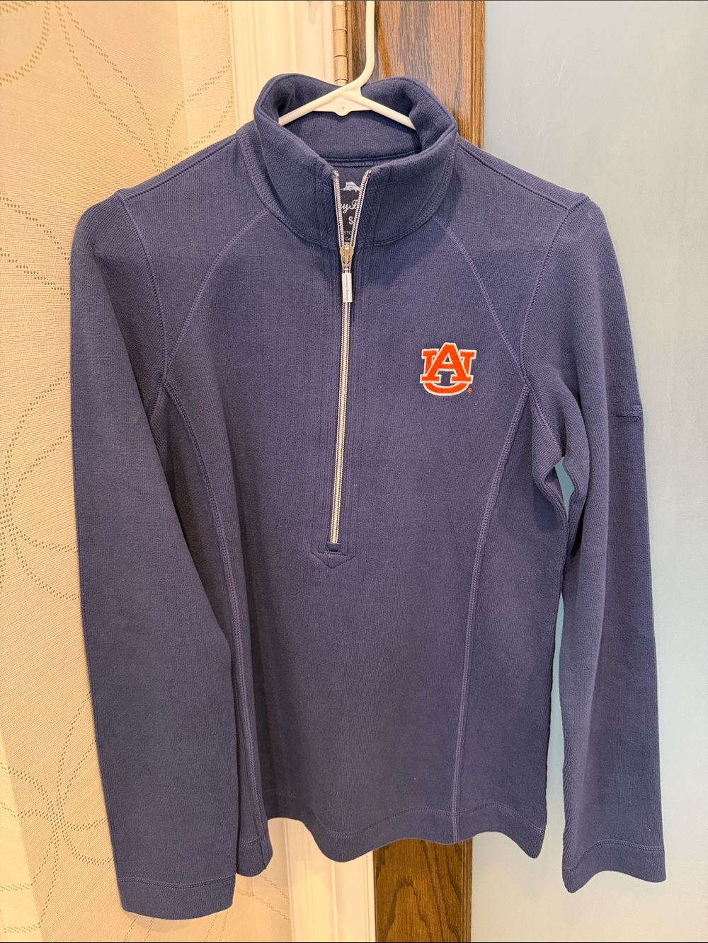 Tommy Bahama Auburn University Navy Half-Zip Pullover with Orange AU Logo
